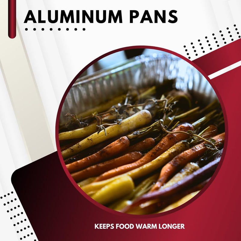 Green Direct Disposable Aluminum Foil Baking Pans with Lids 9x13 Inch | Heavy Duty Half Size Roasting Pan for Oven, Freezer, or Catering Use - for Cooking, Baking & Food Storage (10-pack) - Image 3